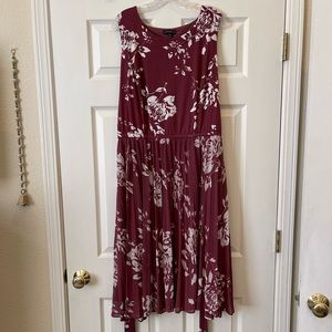 Lane Bryant Floral Dress Maroon & White